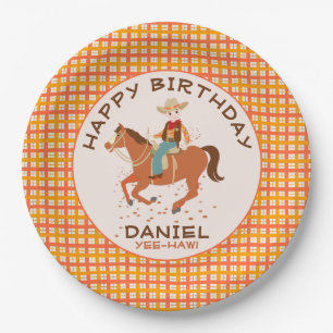 Pretty Cowby and horse Birthday Party Paper Plate
