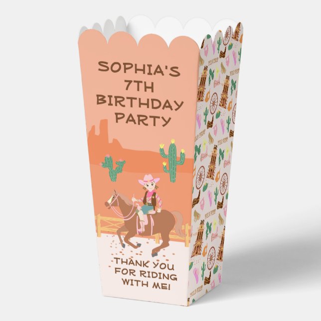 Pretty Cowgirl and horse Birthday Party Favour Box (Front)