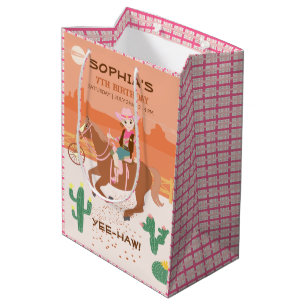 Pretty Cowgirl and horse Birthday Party Medium Gift Bag