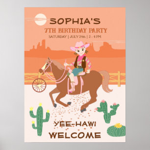 Pretty Cowgirl and horse Birthday Party Poster