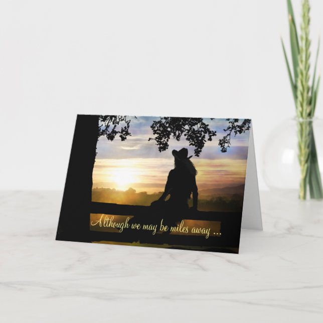 Pretty Cowgirl and Sunset Country Thinking of You Card (Front)