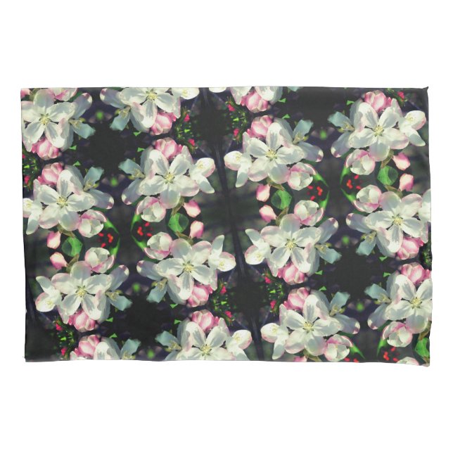 Pretty Crabapple Spring Flower Blossoms Close Up  Pillowcase (Front)
