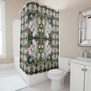 Pretty Crabapple Spring Flower Blossoms Close Up   Shower Curtain