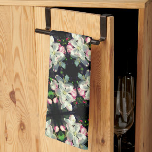 Pretty Crabapple Spring Flower Blossoms Close Up Tea Towel