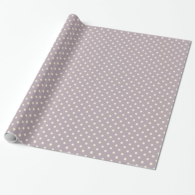 Pretty cream dots on pastel purple wrapping paper (Unrolled)