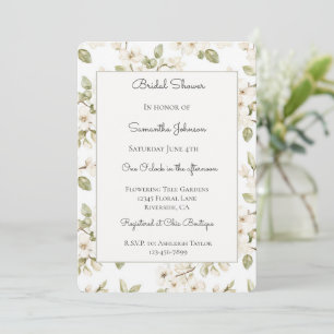 Pretty Cream Flowering Tree Bridal Shower Invitation