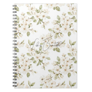 Pretty Cream Flowering Tree Notebook