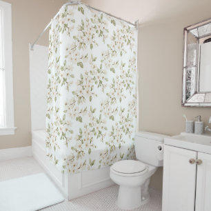 Pretty Cream Flowering Tree Shower Curtain