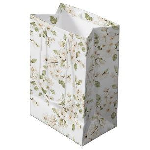Pretty Cream Flowering Tree Wedding Medium Gift Bag