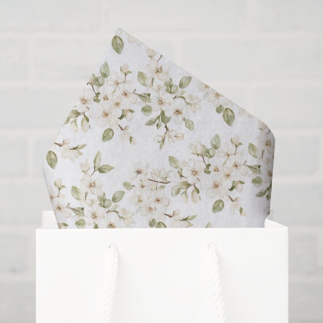 Pretty Cream Flowering Tree Wedding Tissue Paper (Gift Bag)