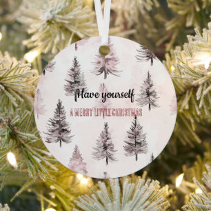 Pretty Cream Peach Floral Christmas Trees Metal Tree Decoration