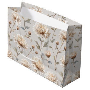 Pretty Cream Stone Floral Bridal Shower Large Gift Bag