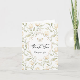 Pretty Cream Tulip Flowers Butterfly Thank You Card