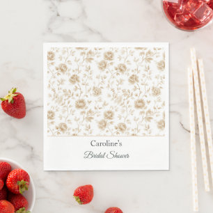 Pretty Cream White Floral Bridal Shower Napkin