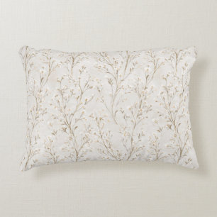 Pretty Cream White Flowers Decorative Cushion