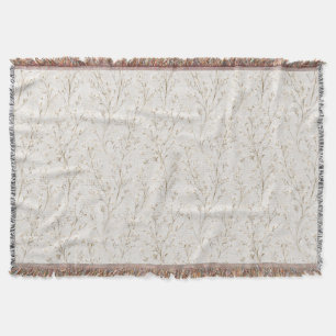 Pretty Cream White Flowers Throw Blanket