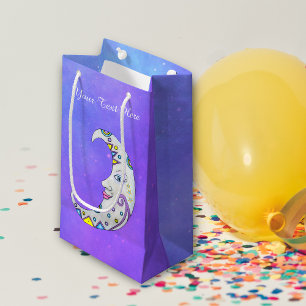 Pretty Crescent Moon Colourful Markings Face Purpl Small Gift Bag