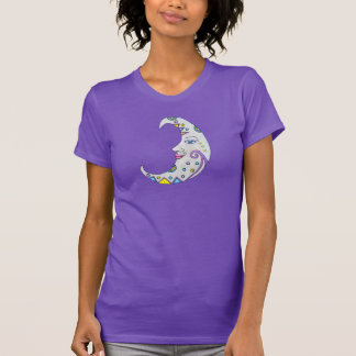 Pretty Crescent Moon Face Colourful Patterns T-Shirt