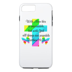 PRETTY CROSS AND RAINBOW MATTHEW 19:26 DESIGN iPhone 8 PLUS/7 PLUS CASE