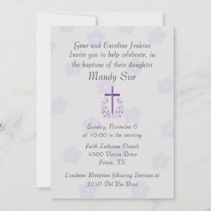 Pretty Cross Baptism Invitation