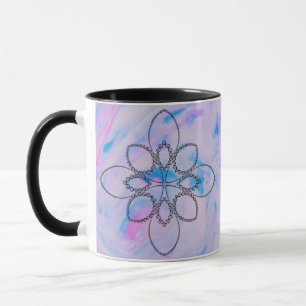 Pretty Cross Graphic Pink Blue Tie Die Background Mug