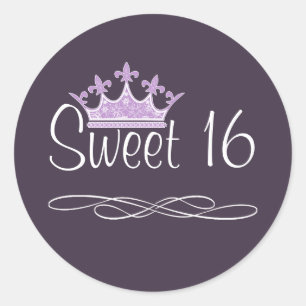 Pretty Crown Plum Sweet 16 Birthday Sticker