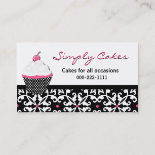 Pretty Cupcake and Damask Bakery Business Card