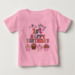 Pretty Cupcakes 1st Birthday Tshirts and Gifts