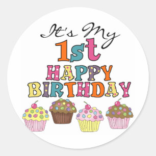 Pretty Cupcakes 1st Birthday Tshirts and Gifts Classic Round Sticker