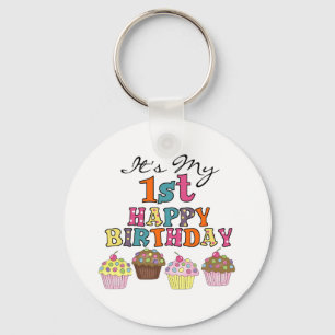 Pretty Cupcakes 1st Birthday Tshirts and Gifts Key Ring