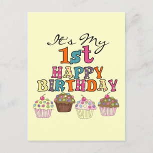 Pretty Cupcakes 1st Birthday Tshirts and Gifts Postcard