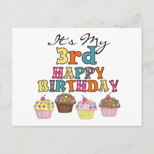 Pretty Cupcakes 3rd Birthday Tshirts and Gifts Postcard