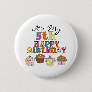 Pretty Cupcakes 5th Birthday Tshirts and Gifts 6 Cm Round Badge