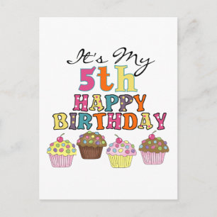 Pretty Cupcakes 5th Birthday Tshirts and Gifts Postcard