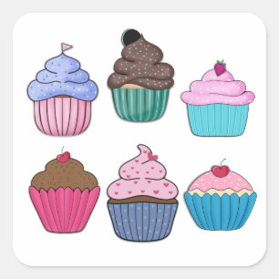 Pretty Cupcakes Square Sticker