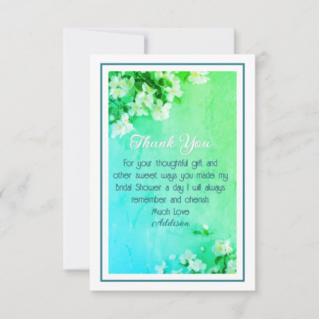 Pretty Custom Bridal Shower Thank you (Front)