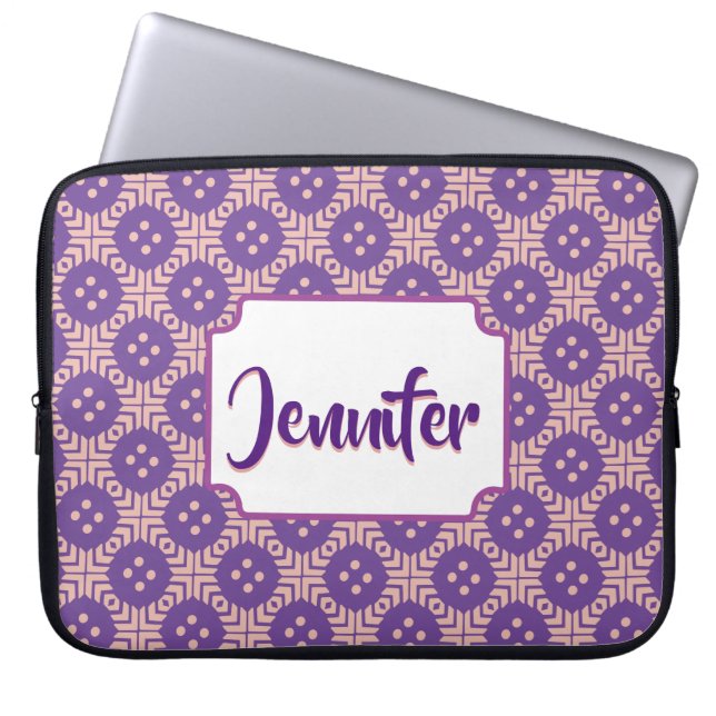 Pretty Custom Colour Circle And Dot Design Laptop Sleeve (Front)