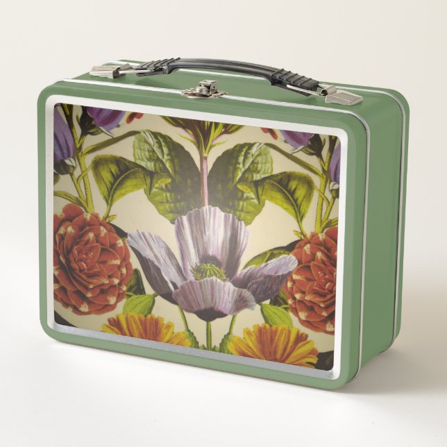 Pretty Custom Purple Flower Metal Lunch Box (Front)
