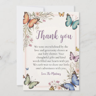 Pretty cute butterfly baby shower thank you cards