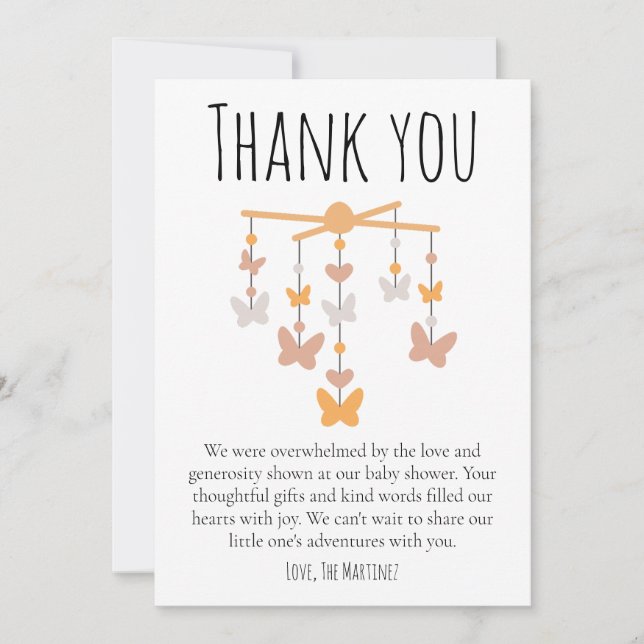 Pretty cute butterfly baby shower thank you cards (Front)