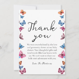 Pretty cute butterfly baby shower thank you cards