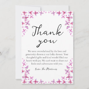 Pretty cute butterfly baby shower thank you cards