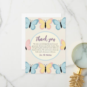 Pretty cute butterfly baby shower thank you cards