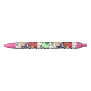 Pretty cute Ghost cartoon artwork red pink kids Black Ink Pen