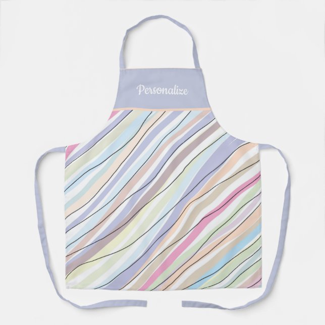 Pretty Cute Pastel Blue Abstract Design Pattern Apron (Front)