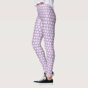 Pretty Cute Pastel Purple Flower Pattern Leggings