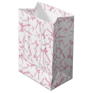 Pretty Cute Pink Ribbon bows Pattern Swag Medium Gift Bag