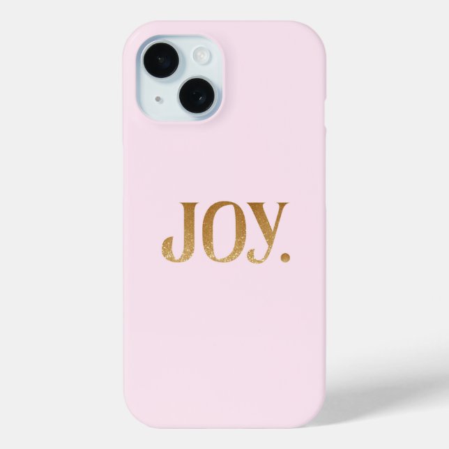 Pretty Cute Pink With Faux Gold Glitter Joy Case-Mate iPhone Case (Back)