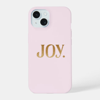 Pretty Cute Pink With Faux Gold Glitter Joy iPhone 15 Case