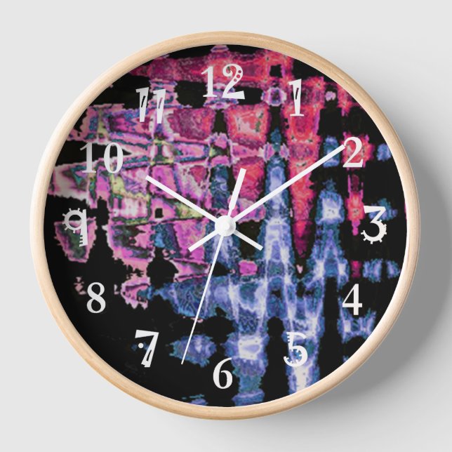 Pretty Cute Purple Ash Grey and Black Watercolors  Clock (Front)
